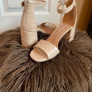 Nude block heel sandals